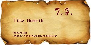 Titz Henrik névjegykártya